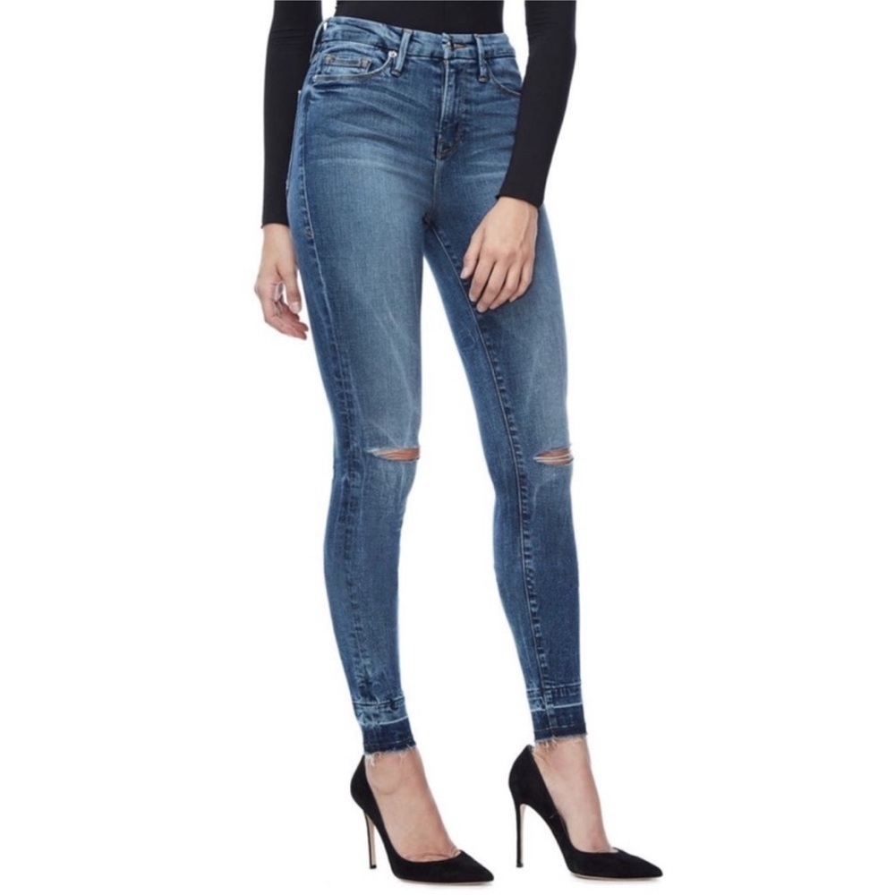 Good American Good Legs High Rise Distressed Skinny Frayed Ankle Jeans 12/31”
